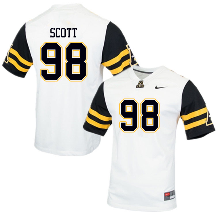 Men #98 E.J. Scott Appalachian State Mountaineers College Football Jerseys Sale-White